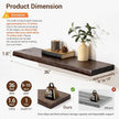fuqing Solid Elm Wood Floating Shelves for Wall - 36 Inch Wide x 9 Inch Deep Rustic Live Edge Floating Shelves Wall Mounted - Natural Wooden Shelves with Upgraded Heavy Duty Brackets and Anchors