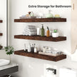Heimlove 12 Inch Deep Floating Shelves, 16 x 12 inches Long Wall Shelf, Large Extra Display Shelf & Storage Shelf, Rustic Wood Wall Shelves for Fireplace Mantel, Brown - 2Pack