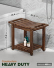 BLUEWEST Shower Bench Seat with Storage Shelf, Natural Wood Shower Benches for Inside Shower to Sit on, Waterproof Bathroom Spa Bench Stool for Legs Shaving with Built-in Handle & Shower Head Holder