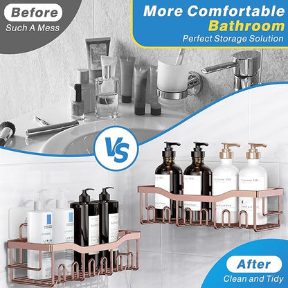 EUDELE 5-Pack Rustproof Stainless Steel Shower Caddy – No Drill Adhesive Bathroom Organizer with Large Capacity, Spacious Shower Shelves for Inside Shower, Kitchen & Home Decor Storage-XL Size