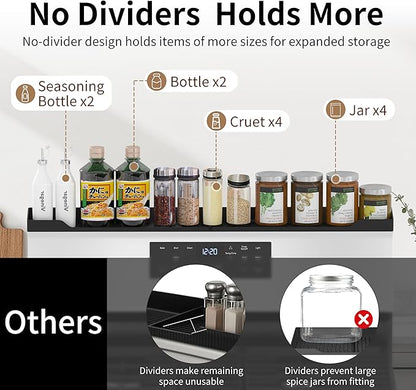 Magnetic Stove Top Shelf, 30 Inch Magnetic Silicone Kitchen Spice Rack for Back of Stove, Over the Stove Top Kitchen Organization, Oven Shelf, Seasoning Organizers, Easy to Clean, Black