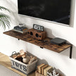 Floating Shelves for Wall, 12 Inch Deep Floating Shelves Set of 2, Wall Mounted Shelf with Metal Brackets, Rustic Wood Shelf for Bathroom, Kitchen and Living Room, Rustic Brown, 24W x 12D