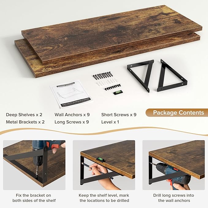 Deep Floating Shelves Wall Mounted, 30