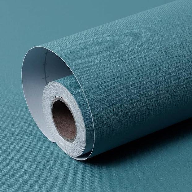 Amiya Teal Peel and Stick Wallpaper Solid Color Textured Contact Paper Pure Teal Self Adhesive Wallpaper Matte Removable Wall Paper Decorative Walls Decal Vinyl Roll A Set of15.7×236"