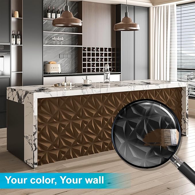 Art3d 33-Pack 3D Wall Panel for Interior Wall Décor, Diamond Textured PVC Accent Wall Paneling for Living Room Bedroom Office TV Wall Background, 11.8"x11.8" Cover 32.Sq.Ft., Black