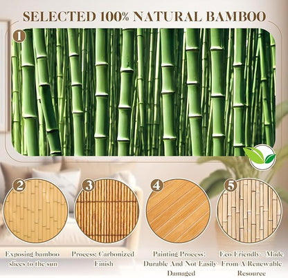 Juexica 2 Pcs Natural Bamboo Wall Panel 4 x 2 ft Bamboo Covering Renewable Pole Wrap Fencing Wainscoting Room Divider for Interior Wall Decoration Bedroom Living Room Ceiling Tiles Outdoor Kitchen