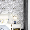LACHEERY 3D Embossed Wallpaper White Floral Peel and Stick Wallpaper Modern Self Adhesive Removable Leaf Flower Contact Paper for Cabinets and Drawers Bedroom Living Room Wall Paper Roll 17.5