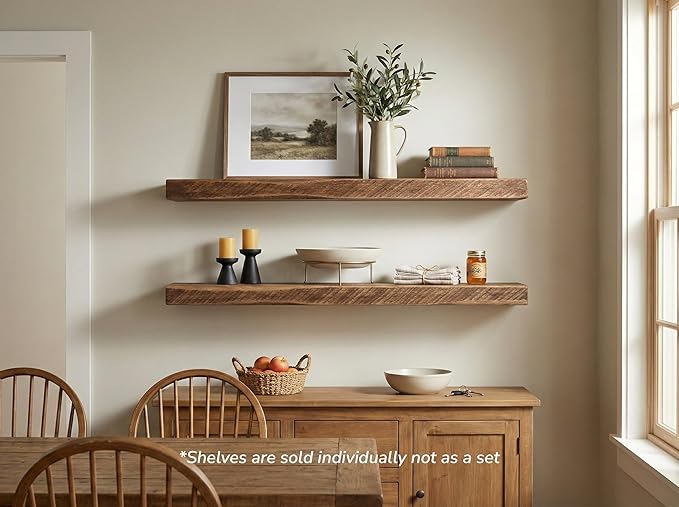 Reclaimed Wood Floating Shelves Real Solid Wood Floating Chunky Natural Floating Shelves Rustic