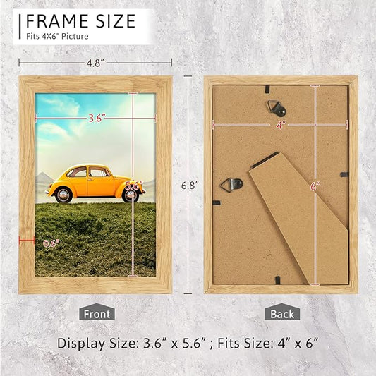 4x6 Picture Frame, Composite Wood Photo Frame with Perspex Glass for Vertical or Horizontal Tabletop Wall Display for Photos, Paintings, Posters, Artwork, Birthday Christmas Gift, Set of 4