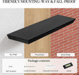 Fun Memories Floating Shelves 40 Inch Long, 9.3 Inch Deep Classic Crown Molding Floating Shelves for Wall, Rustic Wooden Shelves for Wall Decor Bathroom, Kitchen, Office, (Black, 1Pack)