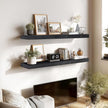 48x6.8x2in Floating Shelf – Natural Black Solid Wood Rustic Mounted Shelf – Heavy Duty Decorative Storage for Living Room, Kitchen, Bathroom, Bedroom