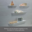 MELANNCO Floating Wall Shelves Set of 4, White Wood Display Shelves for Wall, Includes 6, 12, 20 and 24 Inch Sizes with Raised Edges and Mounting Hardware for Room Decor, Home Decor