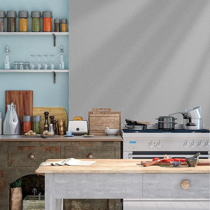 Yancorp 16"x120" Matte Light Gray Contact Papaer Peel and Stick Wallpaper Vinyl Wrap Countertop Wallpapers Waterproof for Cabinets Drawers Bedroom Kitchen Self-Adhesive Wallpaper
