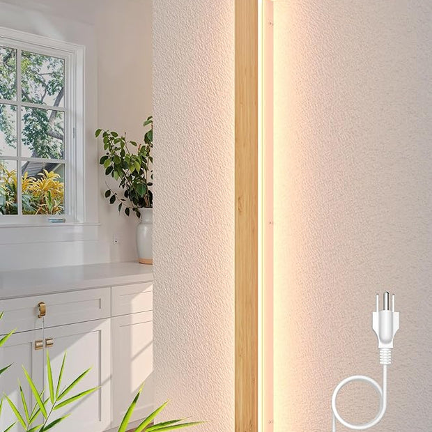 1 Pack Modern Plug in Long Wall Sconce 39.3‘’ LED Bamboo Wall Lights 31W Long Strip Indoor Wall Lamp 3000K with 6.5FT Plug in Cord and On/Off Switch on The Cord for Living Room Hallway Stairwell