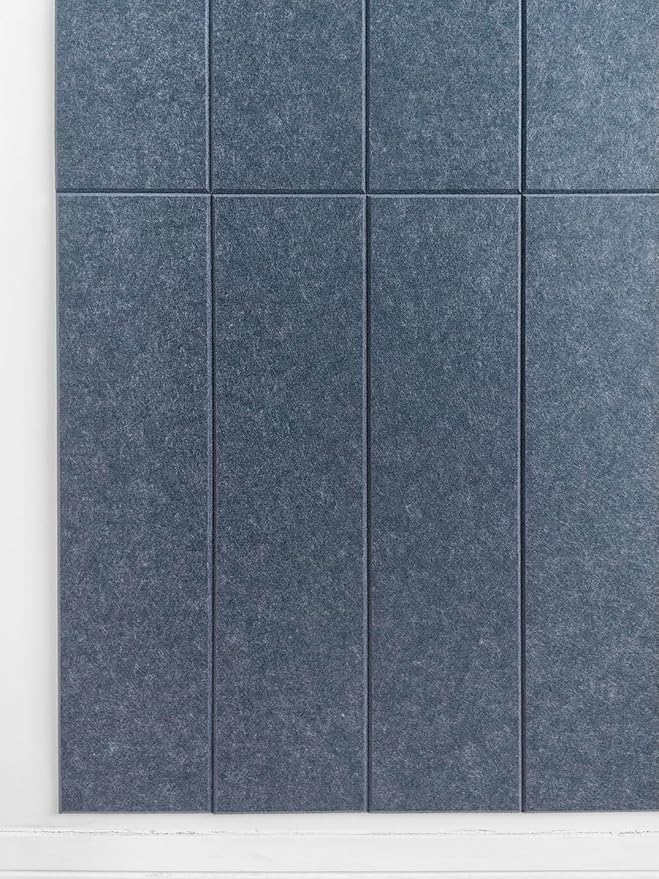 Shiplap Felt Wall Panels for Bedroom & Office, Peel and Stick, Sound Absorbing - 24 Pack Felt Wall Tiles with Adhesive - Denim Blue