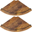 Corner Floating Shelves, Rustic Brown Wood, Set of 2, Wall Mount Storage with Guardrail for Bathroom Kitchen Living Room
