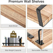 Uten Floating Shelves, Wall Shelf Outdoor, 42x15x8 cm, Shelving Unit for Wall, Towel Holder 6 Hooks, Kitchen Spice Rack, Storage Organiser Shelf for Bedroom, Bathroom, Living Room, Office
