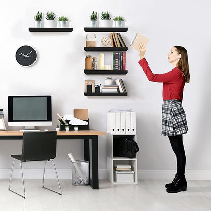 Sorbus Floating Shelves for Wall – 16 Inch Floating Shelf for Kitchen, Bedroom, Living Room, Bathroom, Home & Wall Decor - Mounted Bathroom Shelves with Invisible Brackets (Black, 5 Pack)