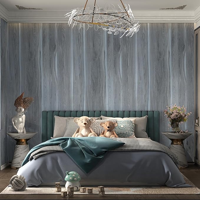 BOMENG Wood Grain Contact Paper Grey Wood Look Wallpaper Peel and Stick Countertop Covers with Air Guide Slot Design 16x118inch Kitchen Cabinet Wallpaper Cabinet Vinyl Wrap Natural Wood Stickers Paper