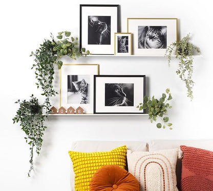Metal Picture Ledge, Wall Mounted Floating Shelf - 48" White (Set of 2)