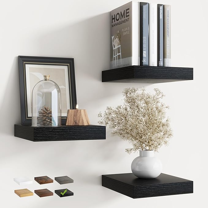 8 Inch Square Floating Shelves for Wall 3 Pack, 8
