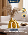 Hug Donut Decorative Vase Set - Golden Modern Classic Transitional Style Vases Home Decor, Matte Ceramic Decorations for Living Room Shelf, Bookshelf Mantle Entryway Table or Console Décor (Gold)