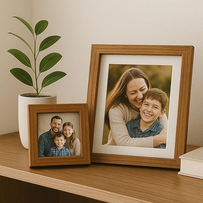 puthiac 10x14 Solid Oak Wood Picture Frame, Fits 8x10 with Mat or 10x14 Without Mat, Wall Display Only, Vertical or Horizontal, Plexi Front, 3 Pack, Walnut
