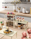 SONGMICS Cabinet Organizer Shelf, Set of 2 Kitchen Counter Shelves, Kitchen Storage, Spice Rack, Stackable, Expandable, Metal and Engineered Wood, Travertine Beige and Cream White UKCS020L01