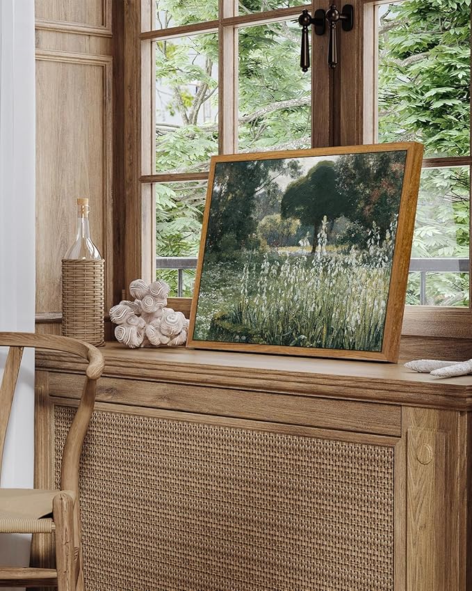 InSimSea Framed Canvas Wall Art Vintage Decor, Landscape Wall Art, Wall Art for Living Room, Summer Hyacinths Vintage Prints Wall Decorations for Living Room Bedroom Office, 9