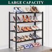 Smiry Bamboo Shoe Rack for Closet, 4 Tier Wooden Stackable Shoe Organizer, Free Standing Shoes Storage Shelf for Entryway, Front Door Entrance, Black