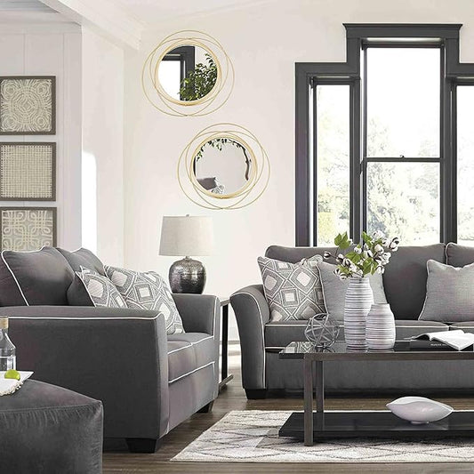 Cityelf 2 Set 15.7'' Gold Circle Mirrors Wall Decor Iron Frame Wall Art Round Mirror Home Decor Hanging for Living Room/Bedroom/Bathroom/Entryway (Medium Size 15.7 inch,Circles)