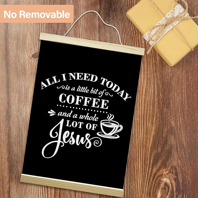 LETUROIA Coffee Poster Hanger Frame, All I Need Today is A Little Bit of Coffee & A Whole Lot of Jesus Canvas Wall Decor(12×16"), Wall Art For Home Kitchen Office Cafe Bar Shelf -36