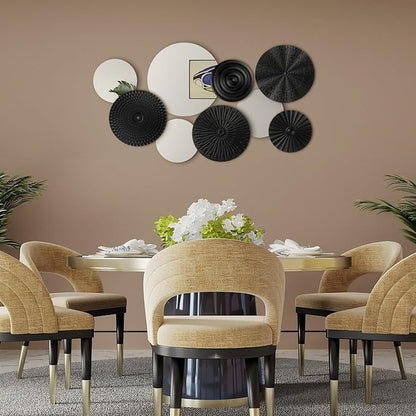 Blulu 9 Pcs Black Mirror Wall Decor Metal Round Home Art Decor Decorative Modern Circle Mirror Wall Art Sculpture Hanging Decorations for Home Living Room Office