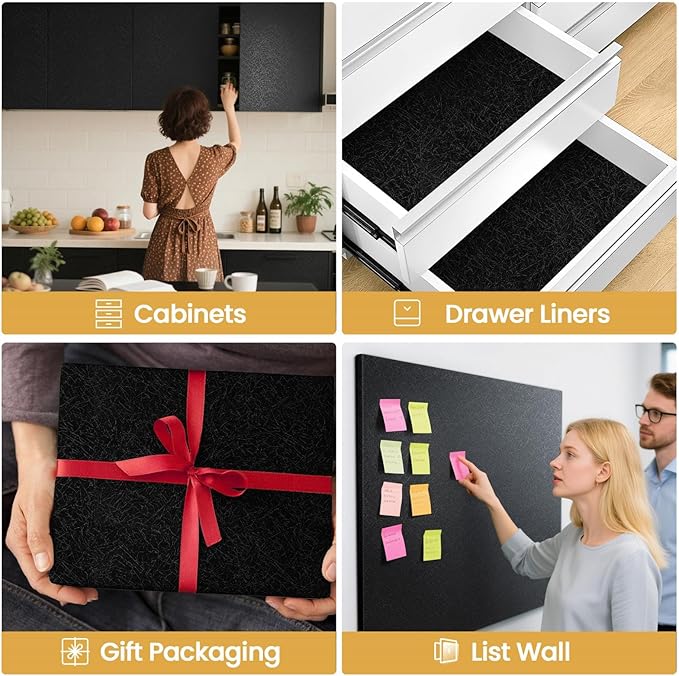 Black Silk Wallpaper Peel and Stick Embossed Self Adhesive Contact Paper 15.7