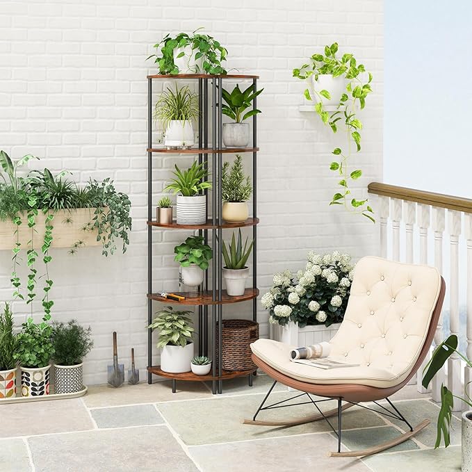 Yoobure Corner Shelf Stand, 5-Tier Bookshelf, 65