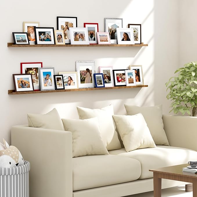 Vittanly 8x10 Picture Frame Set of 4, Display Pictures 5x7 with Mat or 8x10 without Mat, Gallery Wall Frame Set for Wall or Tabletop Display, Engineered Wood with Shatter Resistant Plexiglass, Red