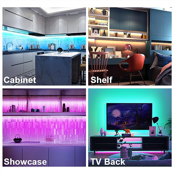 maylit Smart Under Cabinet Lights Plug in, 3 Pcs 12 Inch Ultra Thin Under Cabinet Lighting, Multicolor Under Counter Lights for Kitchen, Dimmable Mood Light for Cabinet, Counter, Workbench