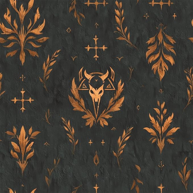 FLFK Dark Gray Wallpaper Peel and Stick Gold Bronze Totem 16" x 64" Waterproof Removable Contact Paper for Bedroom Shelf Cabinet Drawers Countertops