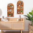 2 PCS Boho Wall Shelf with Screws, Wooden Rainbow Wall Shelves Mid Century Boho Arch Shelf, Boho Decor Shelves for Bathroom, Bedroom, Kitchen Decoraction and Storage (Wood-05)