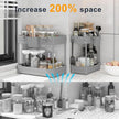 2 Pack Under Sink Organizer, Under Bathroom Cabinet Organizer with Hooks Hanging Cup, Multi-Purpose Storage Shelf for Kitchen Bathroom (Gray, 14.8 Inch)