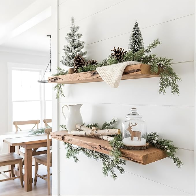 Modern Timber Craft Reclaimed Wood Floating Wall Shelf | Solid Rustic American Barnwood, Floating Shelf Brackets | 2.75
