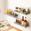 Floating Shelves for Wall Decor, Grey and Gold Shelves for Bathroom, Living Room, Bedroom, Picture Frames, Plants, Kitchen (Set of 3)