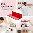 12 Inches Red Small Wall Shelves, Acrylic Bathroom Floating Shelves for Living Room, Bathroom, Bedroom, 2 Pack