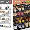 5 Tier Freestanding Shoe Rack, Space Saving Shoe Organiser with Side Pockets and Metal Hooks, Adjustable Shoe Rack for Entrances, Corridors, Dormitories, Holds 20-26 Pairs of Shoes, Metal Bracket