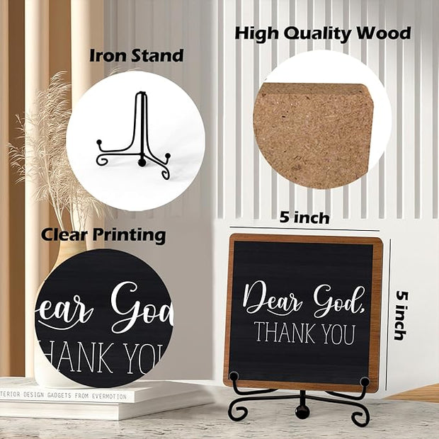 Modern Farmhouse Decor, Home Decor For Living Room, Boho Chic Aesthetic Shelf Decorations, Christian Dear God Sign, Farm House Entryway Tv Stand Fireplace Coffee Table Decoration (02)