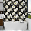 Dark Floral Wallpaper Peel and Stick Boho Wallpaper 17.5in x 118in White Floral Contact Paper Self Adhesive Waterproof Vintage Flowers Wall Paper for Bedroom Walls Countertop(White,Golden)