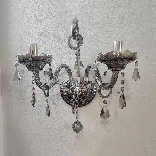 Crystal Wall Sconces Wall Lights Elegant Retro Gray Crystal Wall Lamp Set of 2 European Style Chandelier Fits for Living Room Bathroom Entryway Hallway Hotel Galleries Exhibition Room E12 Base