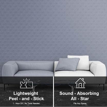 WoveN SounD Brick Acoustic Wall Panels Seamless Visual, High Density, Sound Proof Wall Decor, Noise Blocker Felt Wall Tiles for Home, Studio, Office & Focus Zones (Moon Gray), 16x12x0.4 Inch
