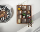 SOFE Small Brown Wood Shadow Box with Shelves, 3 Tier Wall Shelving Unit, 9-Compartment Wall Mounted Curio Cabinet, Knick Knack Display Shelf, Floating Cube Shelves for Walls, Shot Glass Display Case