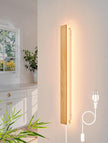1 Pack Modern Plug in Long Wall Sconce 23.6‘’ LED Bamboo Wall Lights 18W Long Strip Indoor Wall Lamp 3000K with 6.5FT Plug in Cord and On/Off Switch on The Cord for Living Room Hallway Stairwell